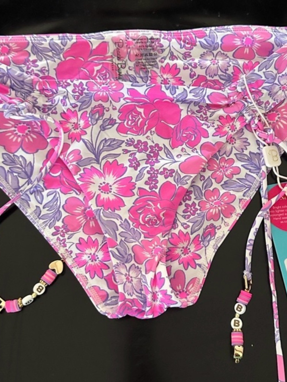 Beach Bunny Pink and Lavender Floral Bikini Bottom NWT